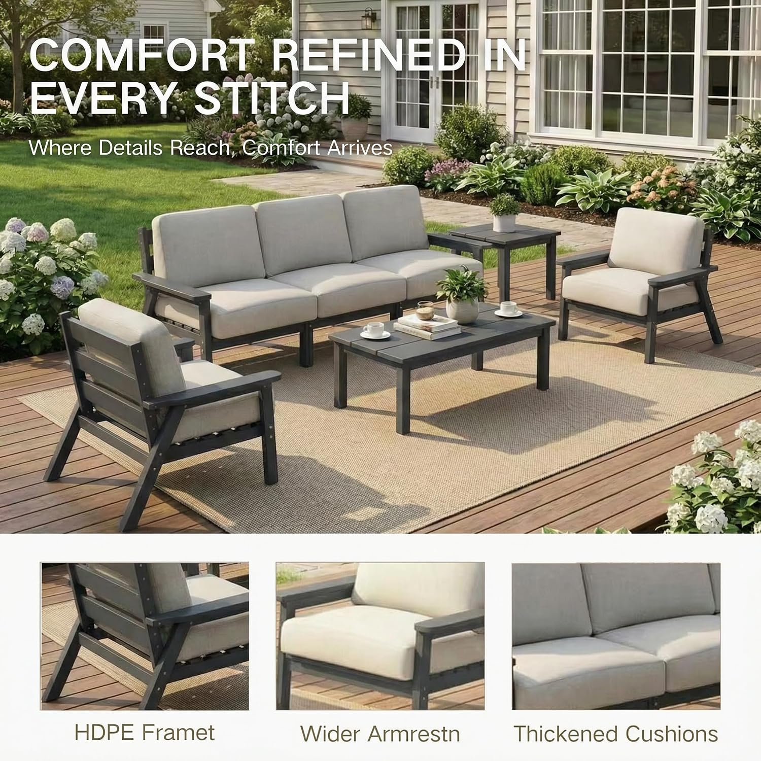 Kingdura 7-Piece HDPE Patio Sofa Set