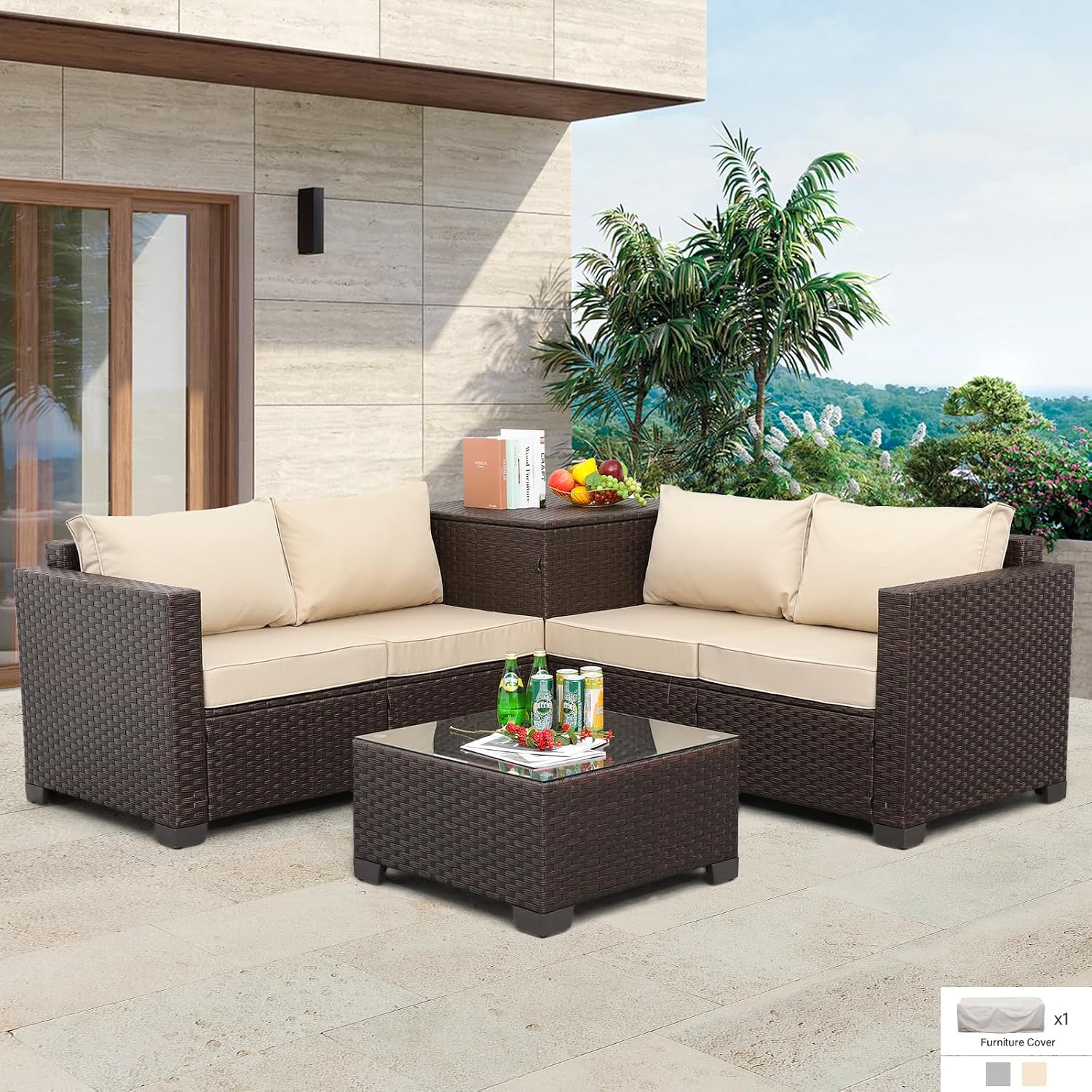 Valita 4-Piece Wicker Patio Sofa Set