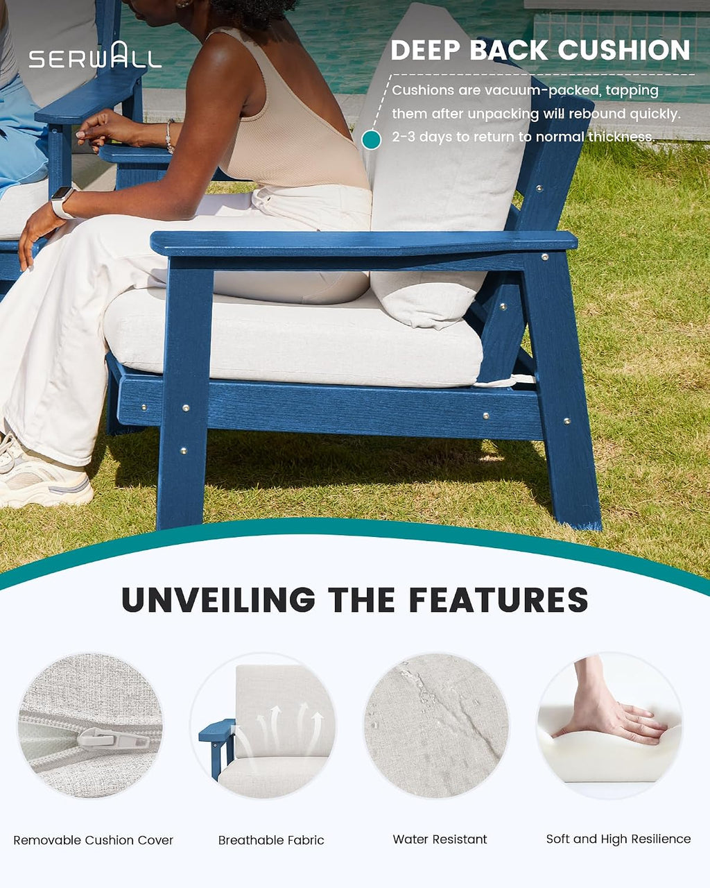 4-Piece HDPE Blue Patio Sofa Set