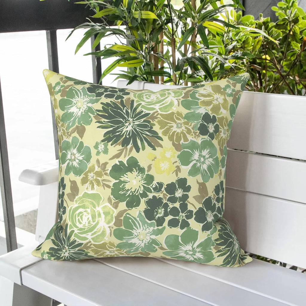 XIII Green Rose 20x20 Outdoor Pillows 2 Pack
