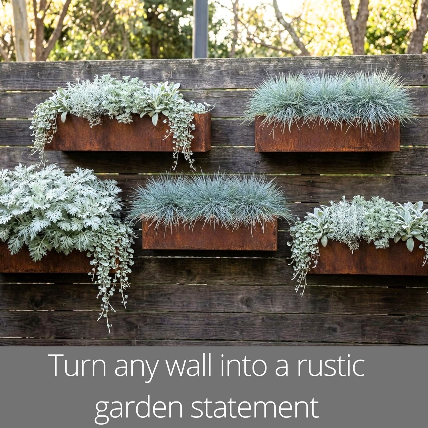 LaLaGreen 2 Pack Corten Steel Wall Planters