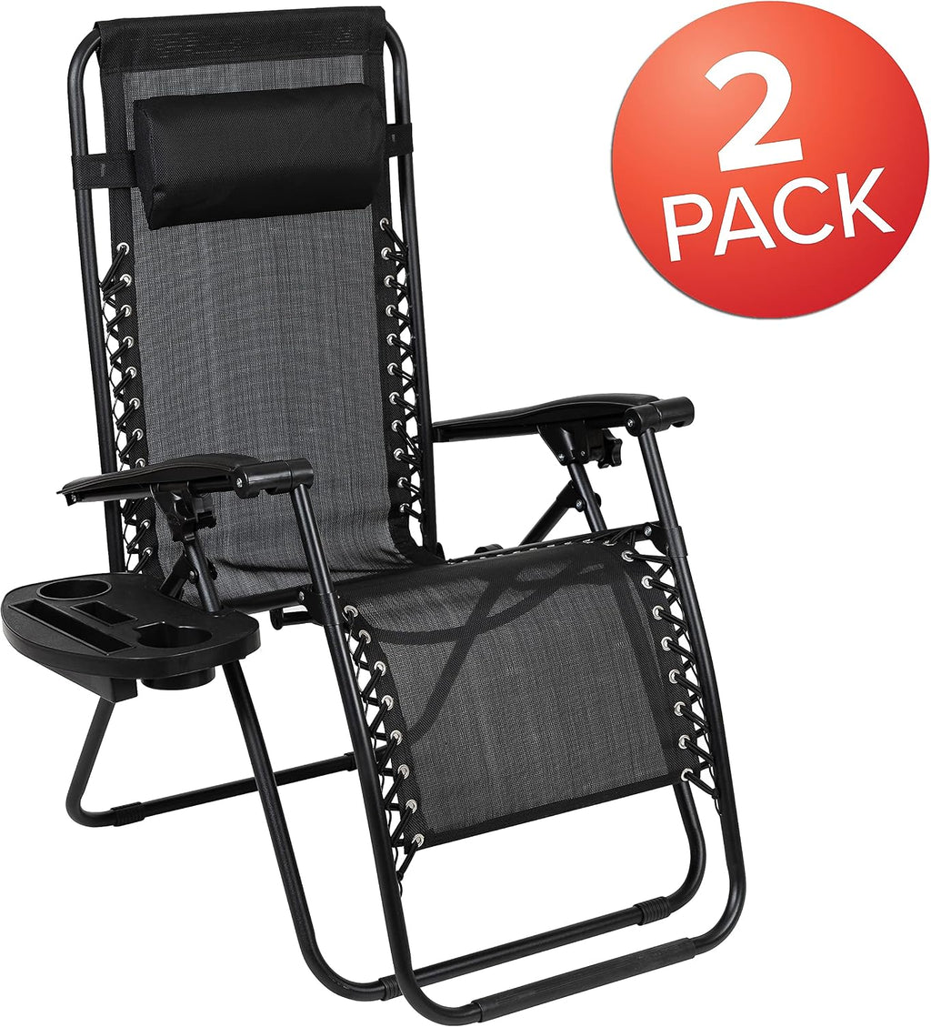 Flash Furniture Celestial Black Zero Gravity Chair Set of 2