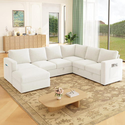 83.5" L Shaped Modular Sleeper Sofa
