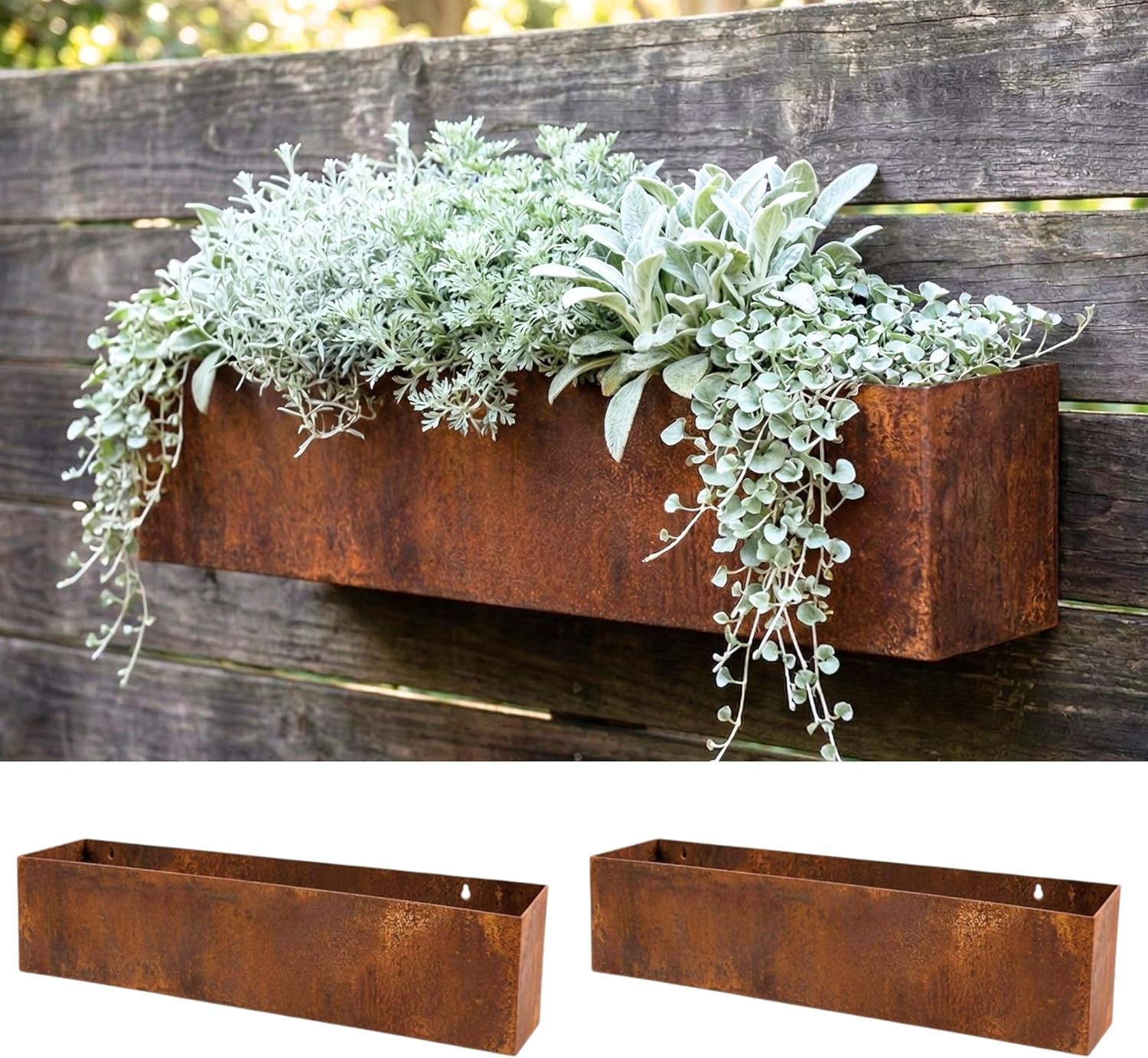LaLaGreen 2 Pack Corten Steel Wall Planters