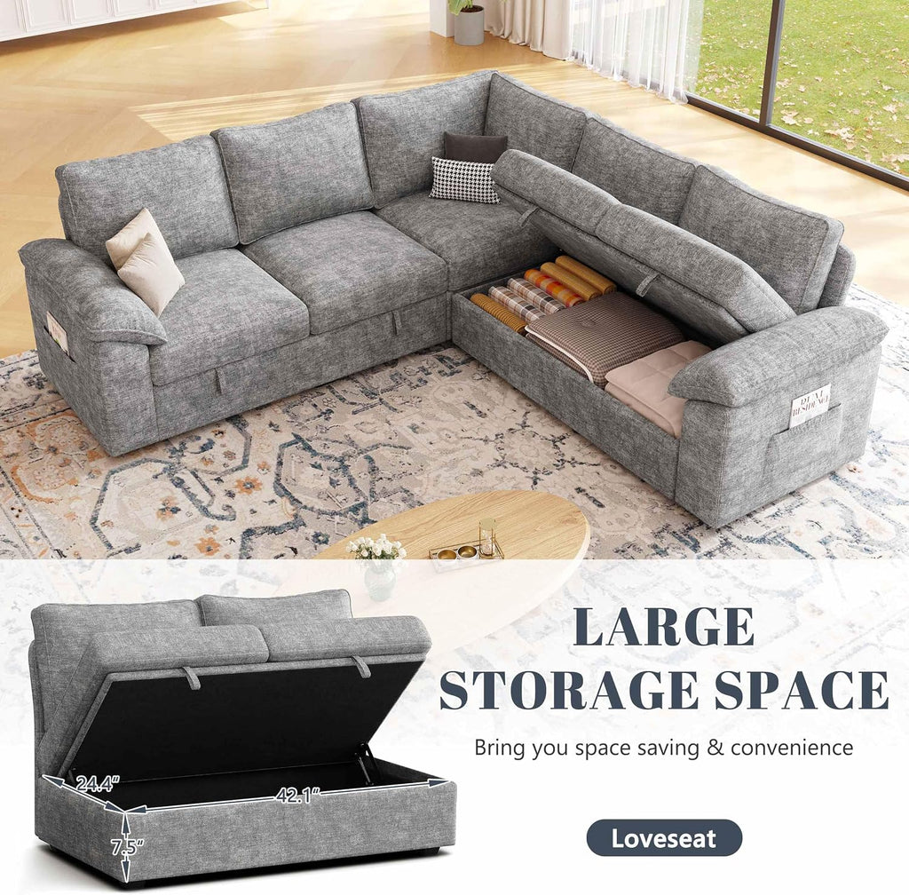 85 Inch L Shaped Modular Sleeper Sofa