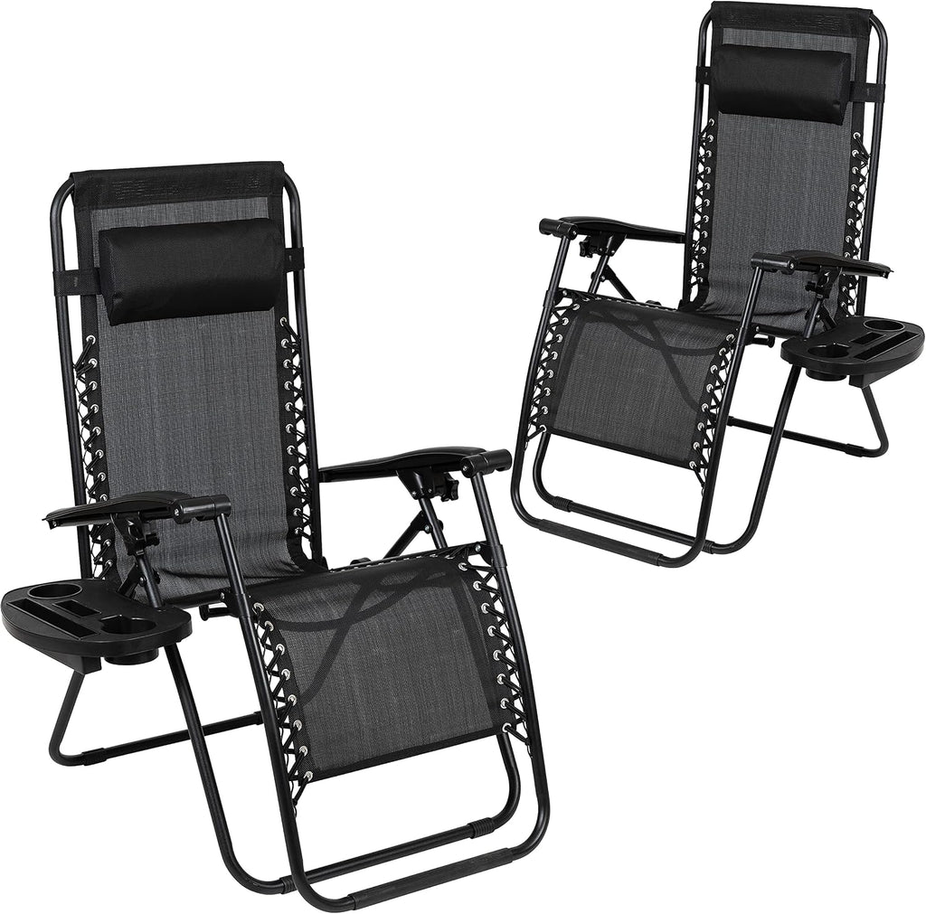 Flash Furniture Celestial Black Zero Gravity Chair Set of 2