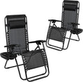 Flash Furniture Celestial Black Zero Gravity Chair Set of 2