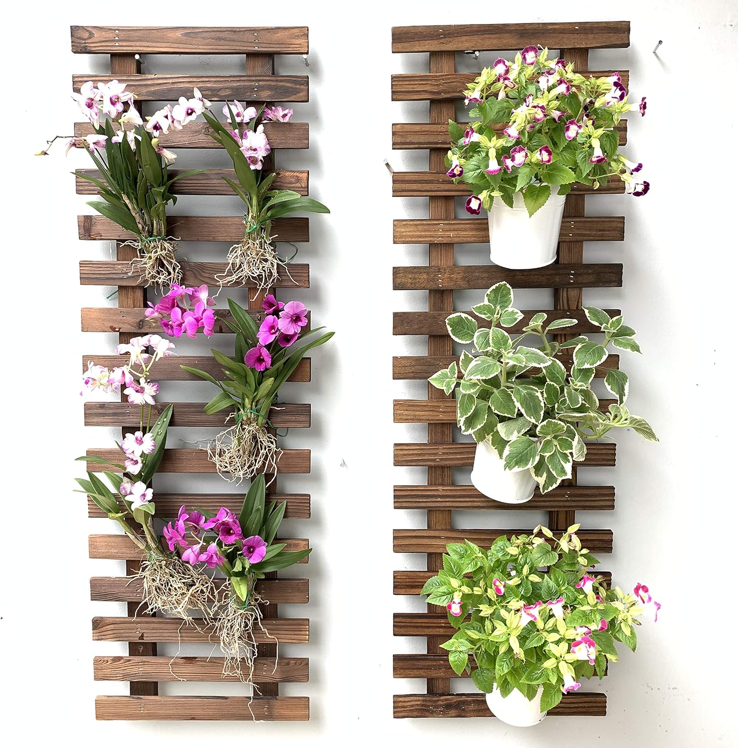 ShopLaLa 2 Pack Wooden Wall Planters