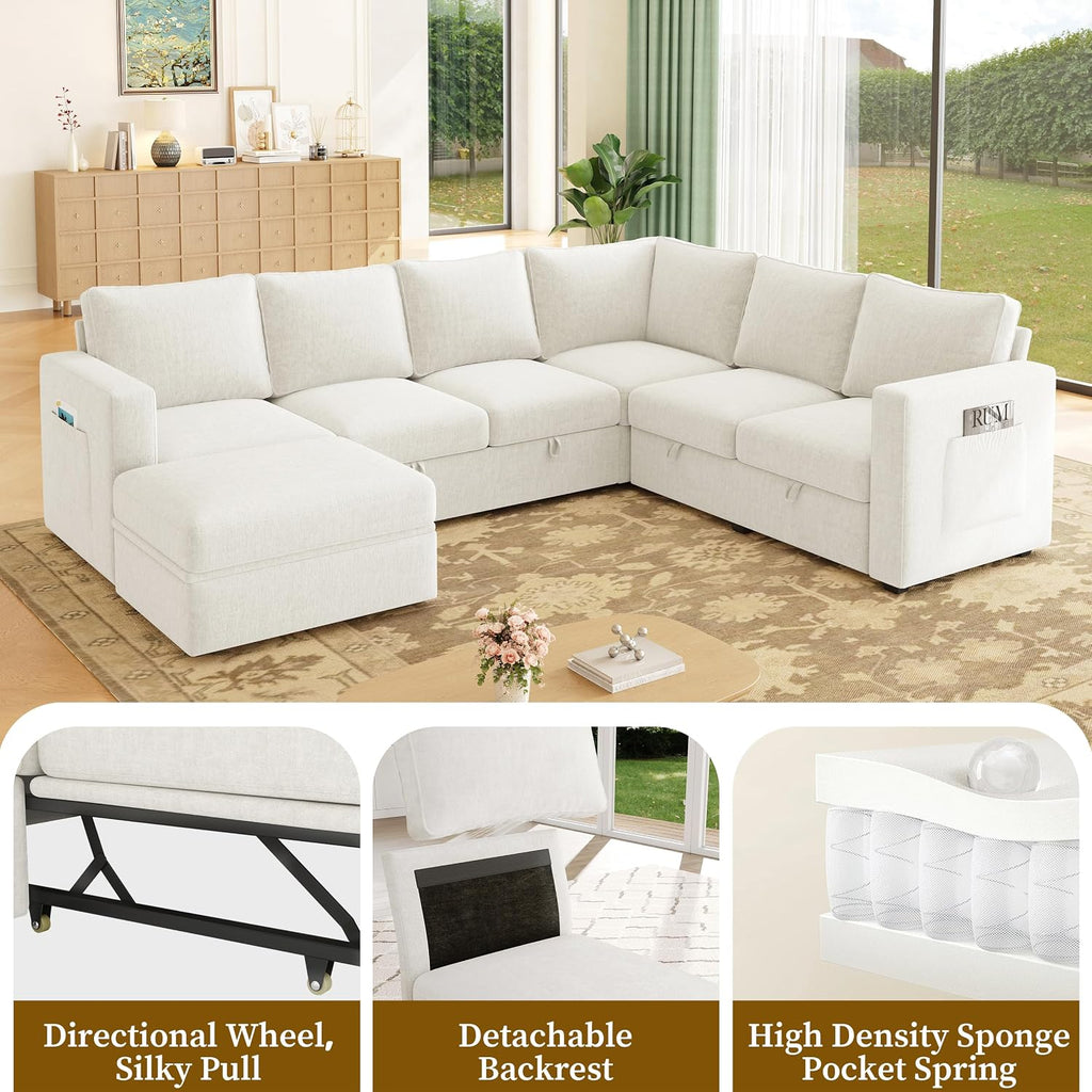 83.5" L Shaped Modular Sleeper Sofa