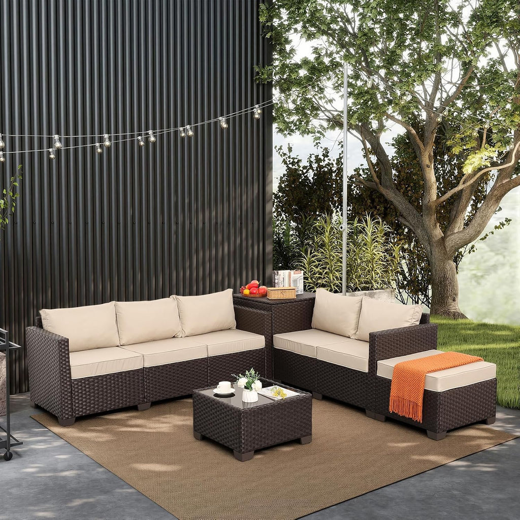 Valita 5-Piece Brown Wicker Patio Sofa Set