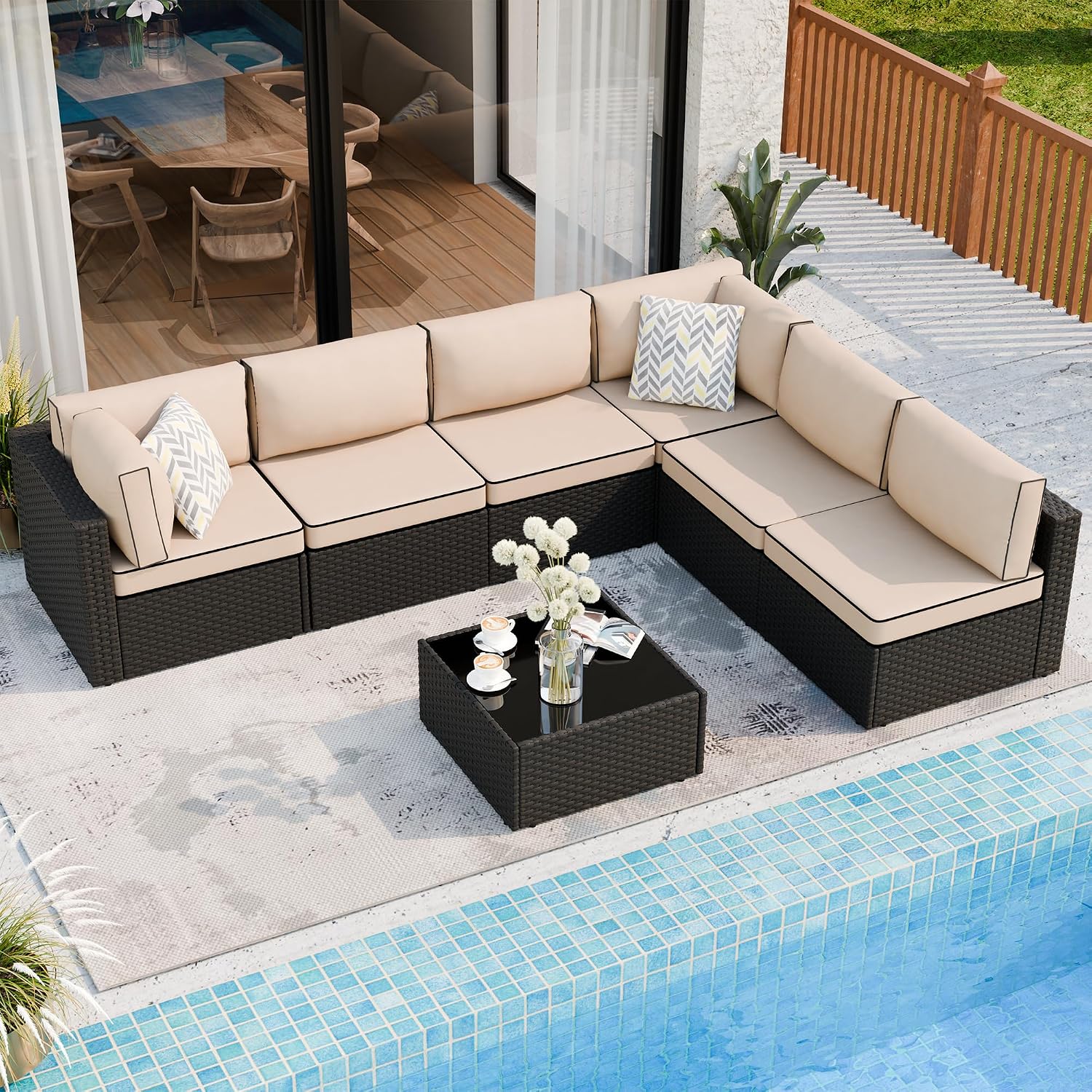 Shintenchi 7-Piece Wicker Patio Sofa Set