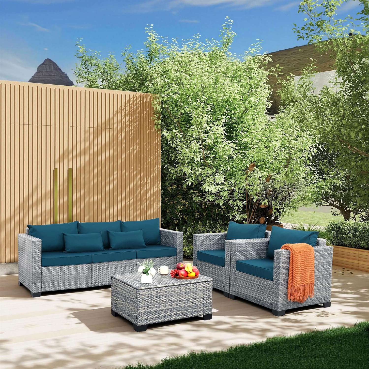 Lviden 4-Piece PE Rattan Patio Sofa Set