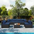 Rattaner 7-Piece Black Wicker Patio Sofa Set