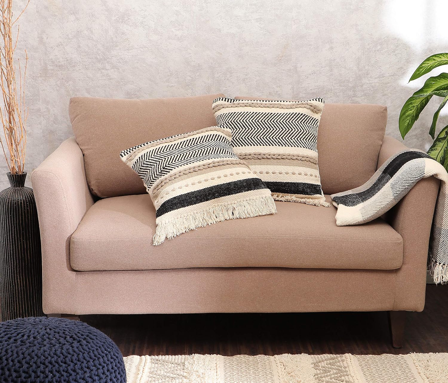 Natural 18"x18 Boho Pillow Covers Set of 2